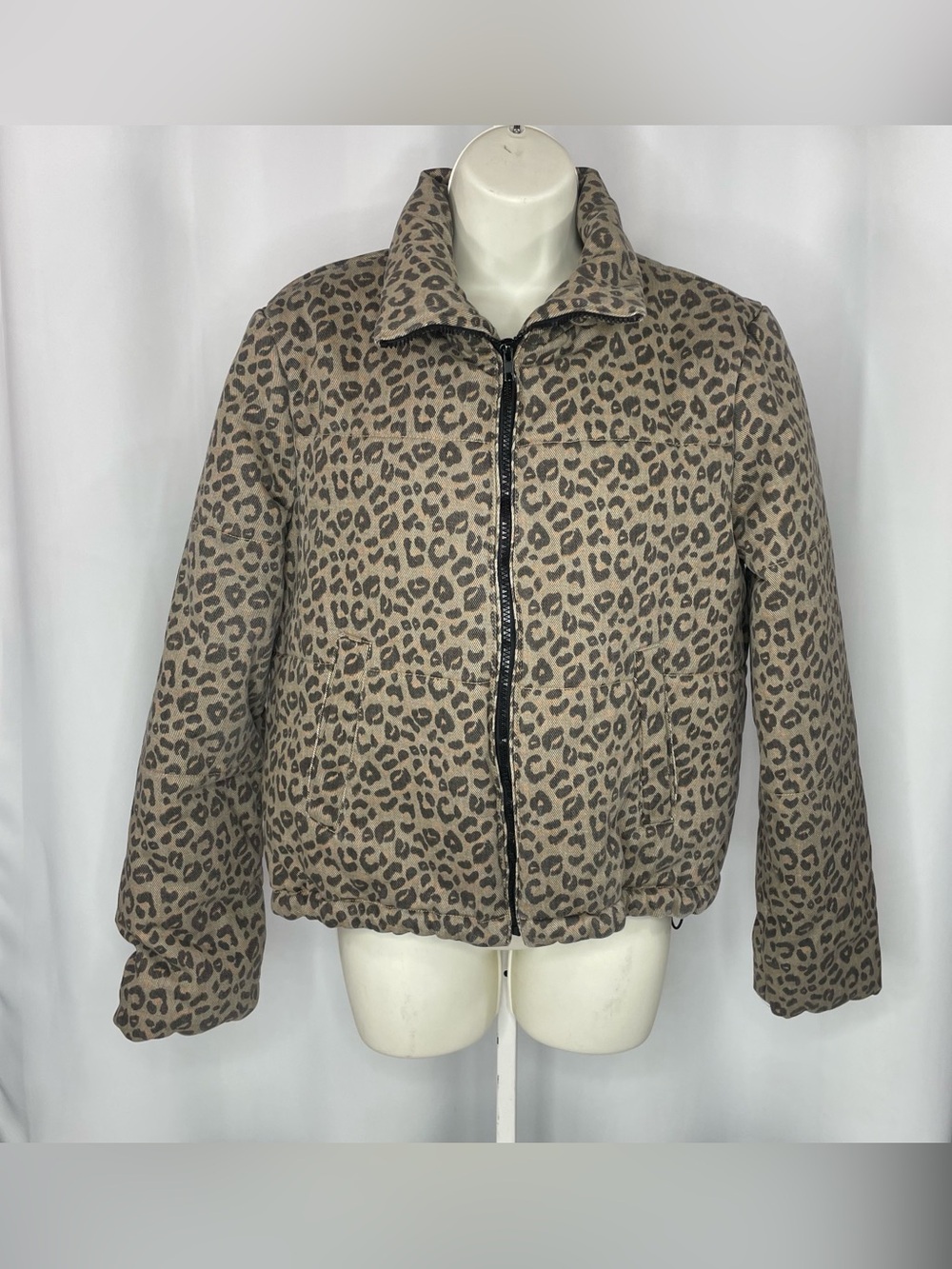 Jou Jou Leopard Print Puffer Jacket Y2K Animal Print Large